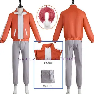 Jiji Cosplay Anime DAN DA DAN Cosplay Jin Enjouji Costume Men Orange Jacket Coat Pants Outfits Halloween Carnival Party Suit