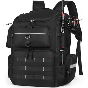 Large Fishing Backpack,  fishing bag with Rod Holders, 45L Tackle Box Backpack, Fishing Gear Gifts for Men, Tackle Boxes No Including