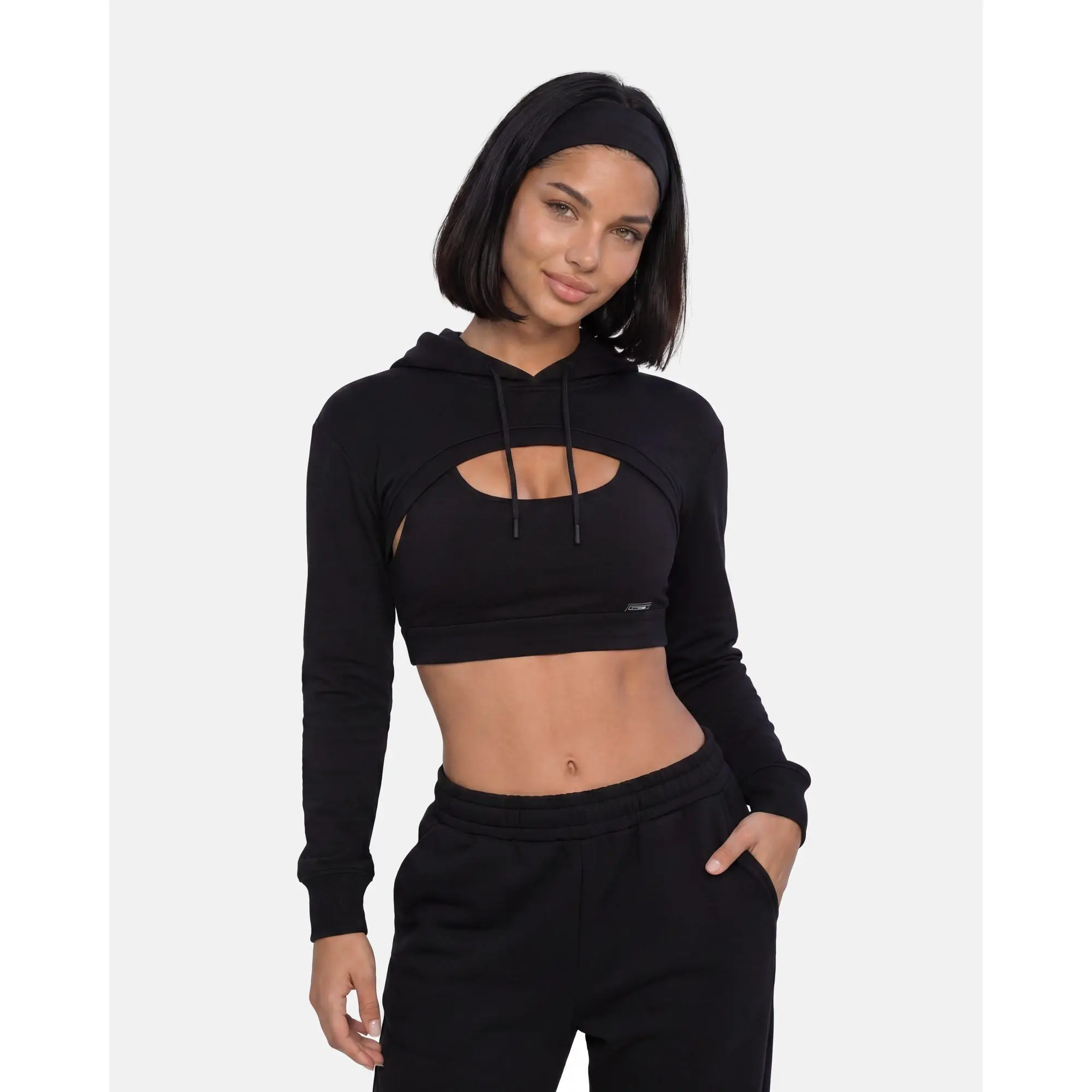Super Cropped Hoodie - Lightweight Asymmetry Sporty Chic Athletic Apparel Top, Relaxed Fit Athleisure Layering Piece for Casual Comfy Workout & Gym Use