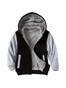 Kids Zip-Up Hooded for Boys Sherpa Lined Jacket Winter Outdoor Sweatshirt Warm Coat 3-14 Years