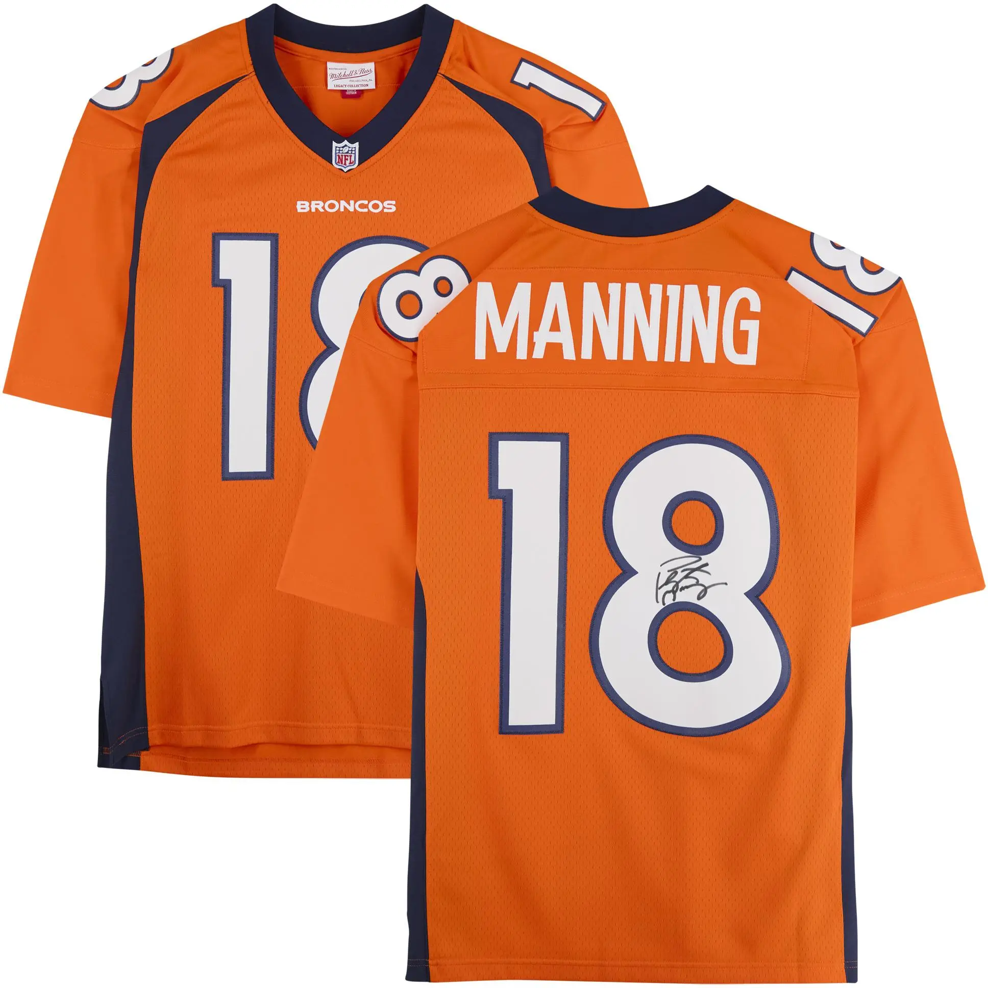 Peyton Manning Denver Broncos Autographed Mitchell and Ness Orange Replica Jersey - Fanatics Authentic Certified