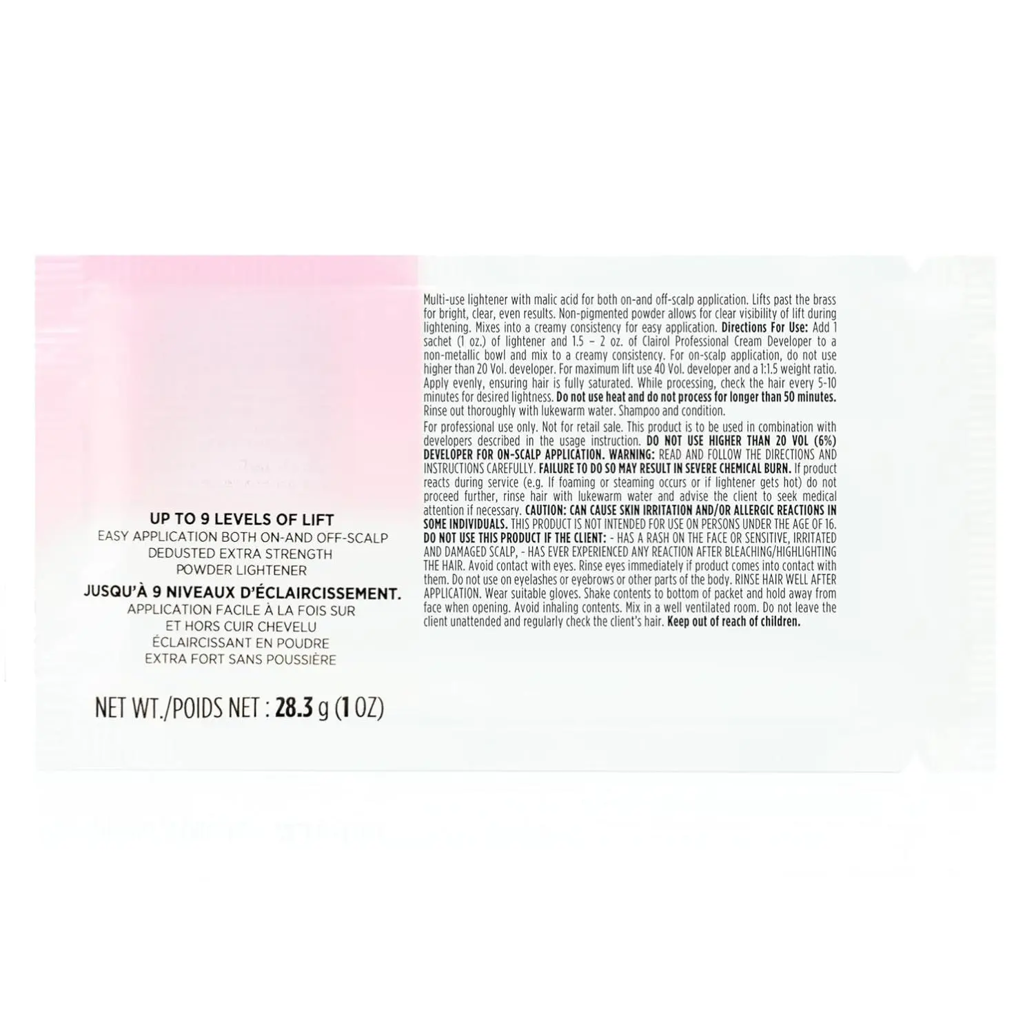 Clairol Professional BW2+ Extra Strength Powder Lightener 1oz pack, Up to 9 Levels of Lift for Hair Highlights & Lightening Vegan Formula 28.3g