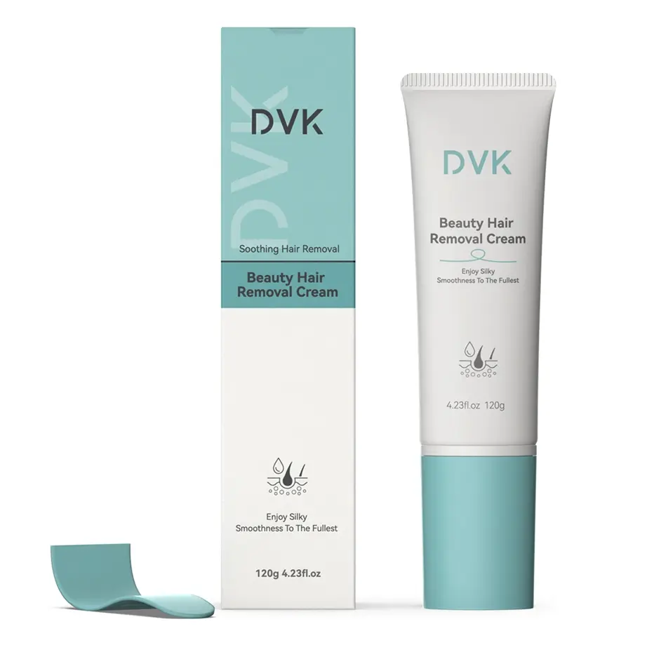 DVK Professional Hair Removal Cream For ALL Skin Types, Painless Tested Depilatory Cream For Bikini Line, Legs, Arms, Underarms, Silicone Lip with Tool