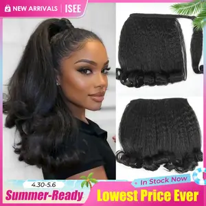 【New In】ISEE HAIR Kinky Straight Ponytail & Clip-In Hair Extensions 100% Human Hair Instant Volume Half Up Half Down Wig Instant Look  Vacation Hair #Summervibes#ISEECrochetNewArrivals