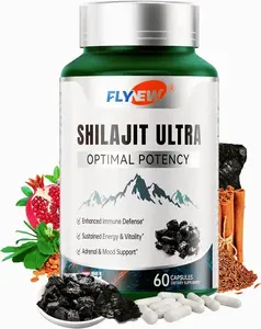 FLYNEW Optimal Potency I Shilajit Ultra| Adaptogen Energy Stamina Immune Antioxidants| Made in USA| 60 Capsules Healthcare Vitamin Fitness Edible Supplement Dietary