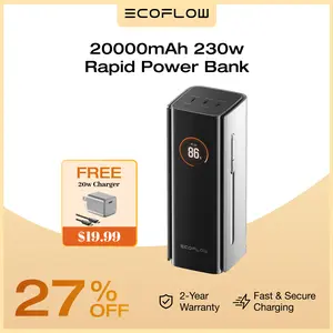 EcoFlow Rapid Pro Powerbank 20000mAh 230W Max Output with 100W Cable, 4-Port Portable Charger, Up to 120W Charging Power, Compatible with iPhone Series, Samsung, Laptop and More