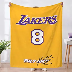 Comfortable Flannel Blanket Kobe Lakers 8 Jersey Signature Poster Design, Throw Blanket, Lightweight Flannel Blanket, Soft Touch, Geometric Pattern, Home Decor