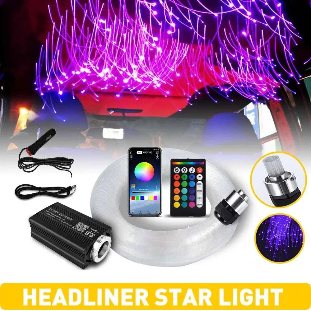 RGBW Twinkling Star Ceiling Lights, Flexible Fiber Optic Kit for Cars & Home Decor with 50,000H Lifespan, Fiber Optics, Long Lifespan, Rgbw Mode, Easy Bend