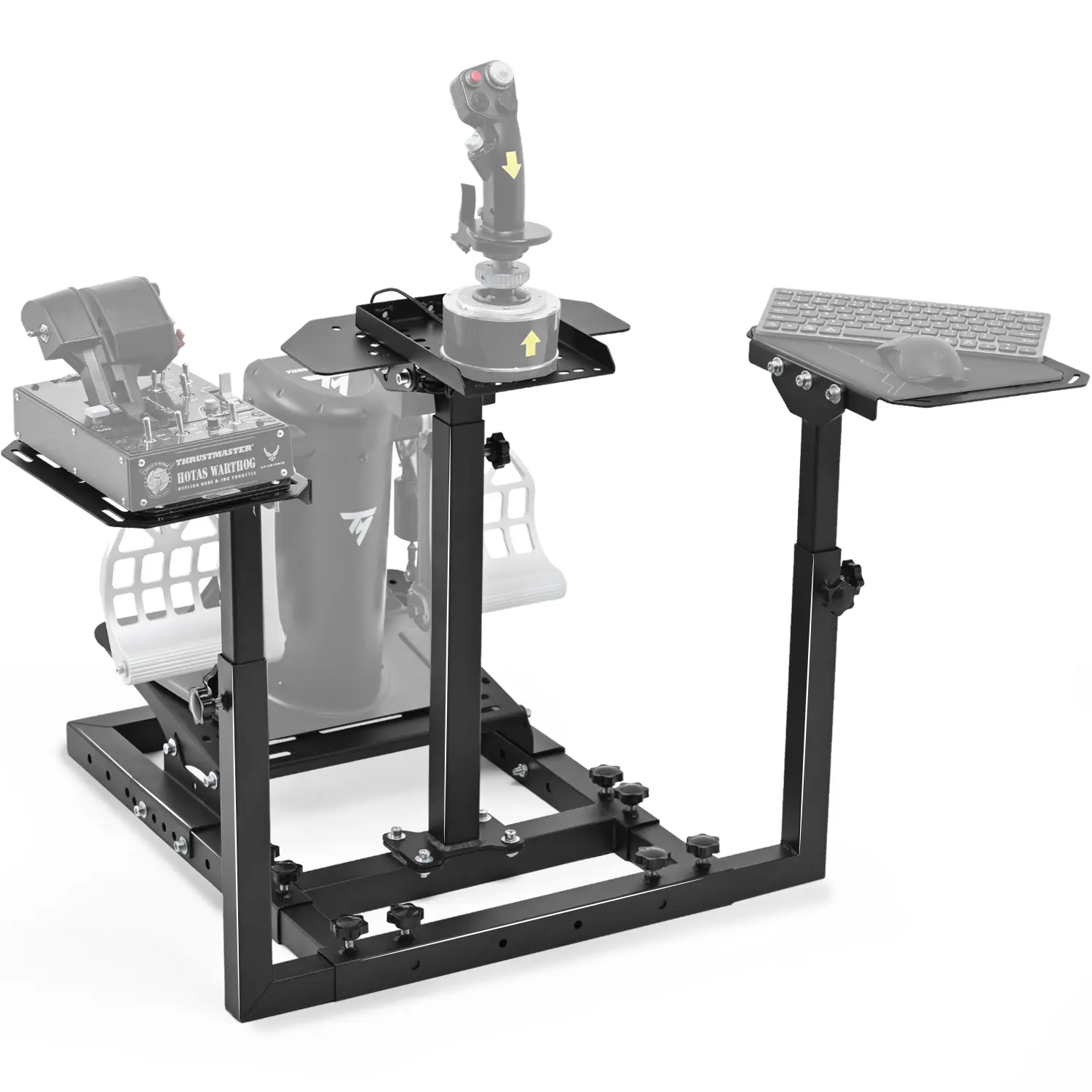 Sturdy Flight Simulator Game Controller Stand, 3 Shift Lever Panels, Airbus-Compatible Game Stick, Console Accessory, Logitech G27/G29 Thrustmaster X52/X56 Support, Office & Commercial Furniture Add-On (No Racing Wheel, Pedal, Shifter, Seat)