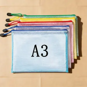 A3 Transparent Mesh Zipper Bag, Document Organizer, File Organizer for Students and Professionals, Ideal for Storing Papers and Exam Materials