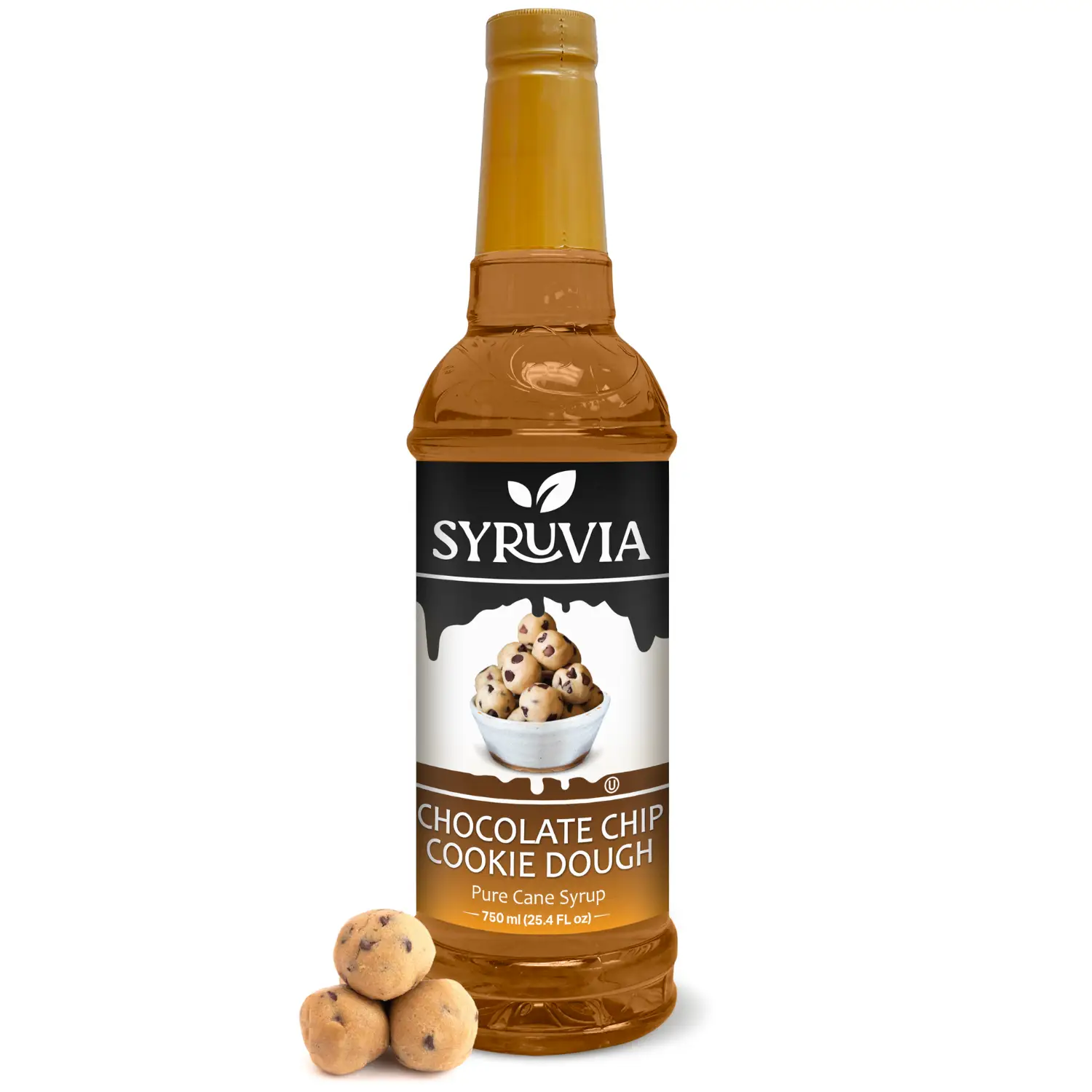 Syruvia Chocolate Chip Cookie Dough Syrup - 25.4 fl oz. Premium Coffee Flavoring. Kosher & Gluten-Free. Ideal for Drinks, Sodas, Shakes and Desserts