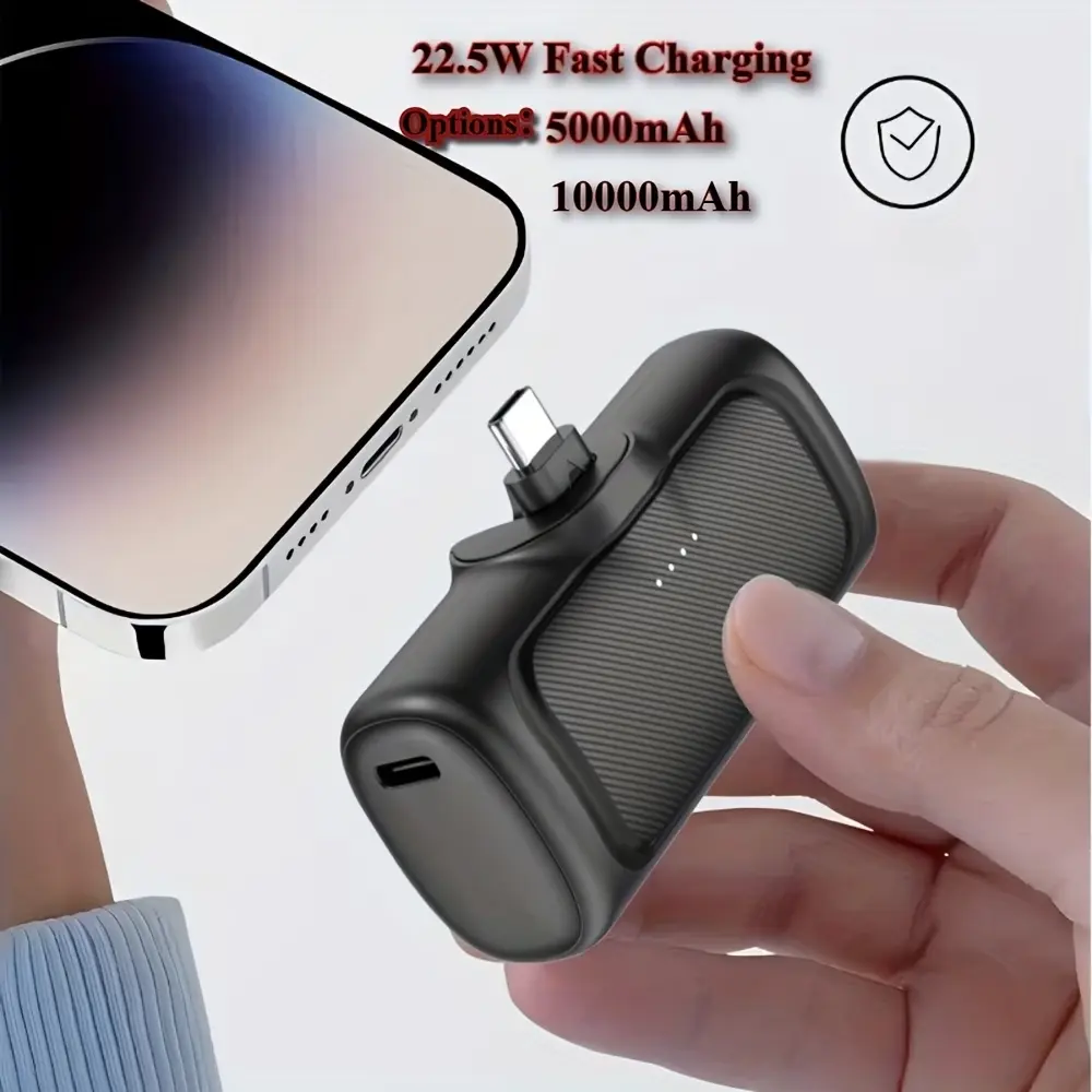22.5W fast charging mini portable power bank(5000/10000 mAh), USB-C power bank,universally compatible, dual power modes,rechargeable lithium polymer battery, suitablefor iPhone 16/15 series and Android devices campingessentials Compact Portable Charger Li