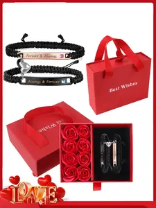 Couple bracelets Always&forever matching bracelets promise bracelets love bracelet gifts and rose, Personalized jewelry gift boxes suitable for couples Christmas, Valentine's Day, anniversary, birthday gifts women's bracel
