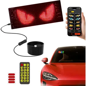 Dynamic LED Demon Eye Light for Car and Motorcycle Windshields, 6.8 x 2.8inch Colorful Programmable LED Sign for Car Windows, DIY LED Matrix Panel Display with Remote Control and App Control