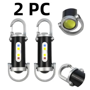 2PC Rechargeable Keychain Flashlights,High Lumen EDC Mini Flashlight, COB Keychain Work LED Flashlight 7 Lighting Mode, Bright quality Mini Keychain waterproof Light for Walking, Searching and Hiking ideal holiday gift Pathway Lighting Christmas Emergency