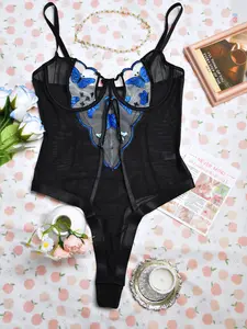 Black Mesh Bodysuit for Summer | Sheer & Breathable Butterfly One Piece Lingerie | Curvy Fit S to XXL | Sexy TikTok Trending Look,Casual Dresses