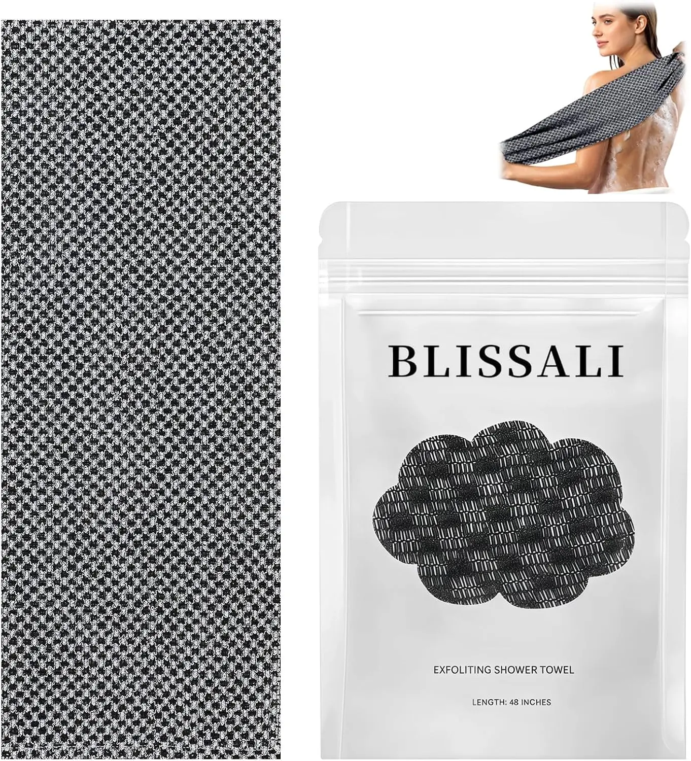 Exfoliating Scrubber Towel, Dual-Sided Microfiber for Deep Cleaning and Smooth Skin, Extra Long Bath Accessory for All Skin Types, Accessories, Beauty Products