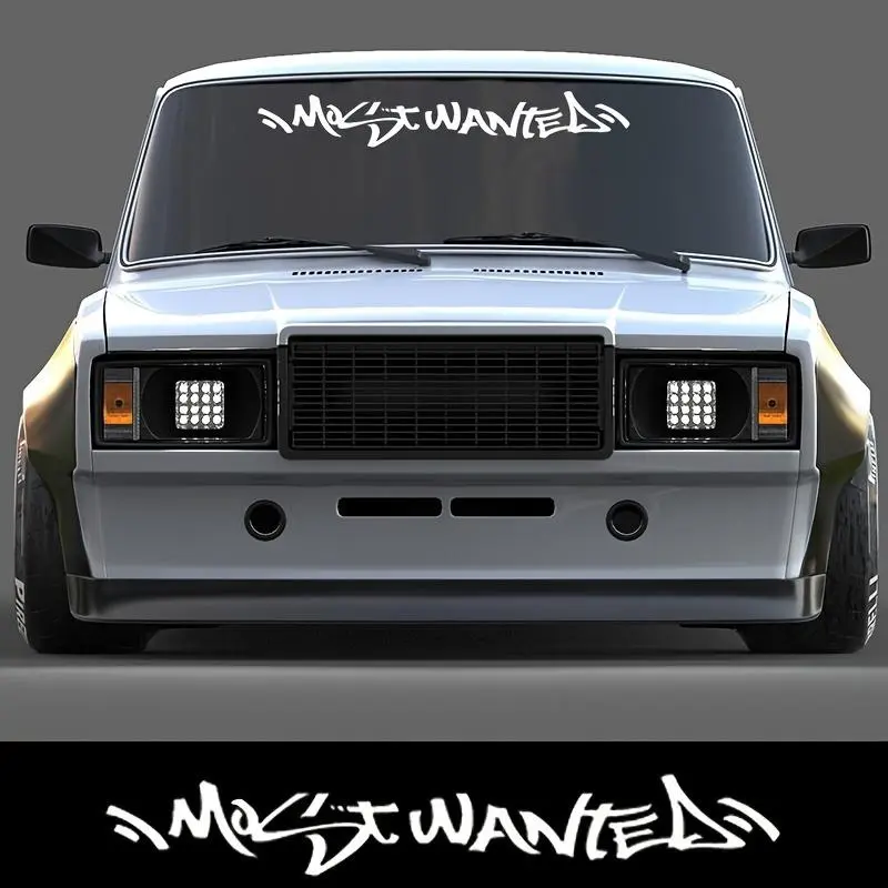 Most Wanted Letter Car Sticker, Sticker for Cars, Waterproof Self-adhesive Vinyl Decals for Auto Front Windshield, Windows, Body Modification, Suitable for Glass and metallic Surfaces, Automotive Decals, Universal Car Sticker, Vehicle Exterior Decoration