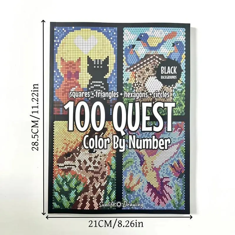 50-100 Quest Numbered Color by Number, All Age Coloring Book, Art Craft Supplies,  Painting Paper, Drawing & Coloring Activity Book, Valentine's Day gift