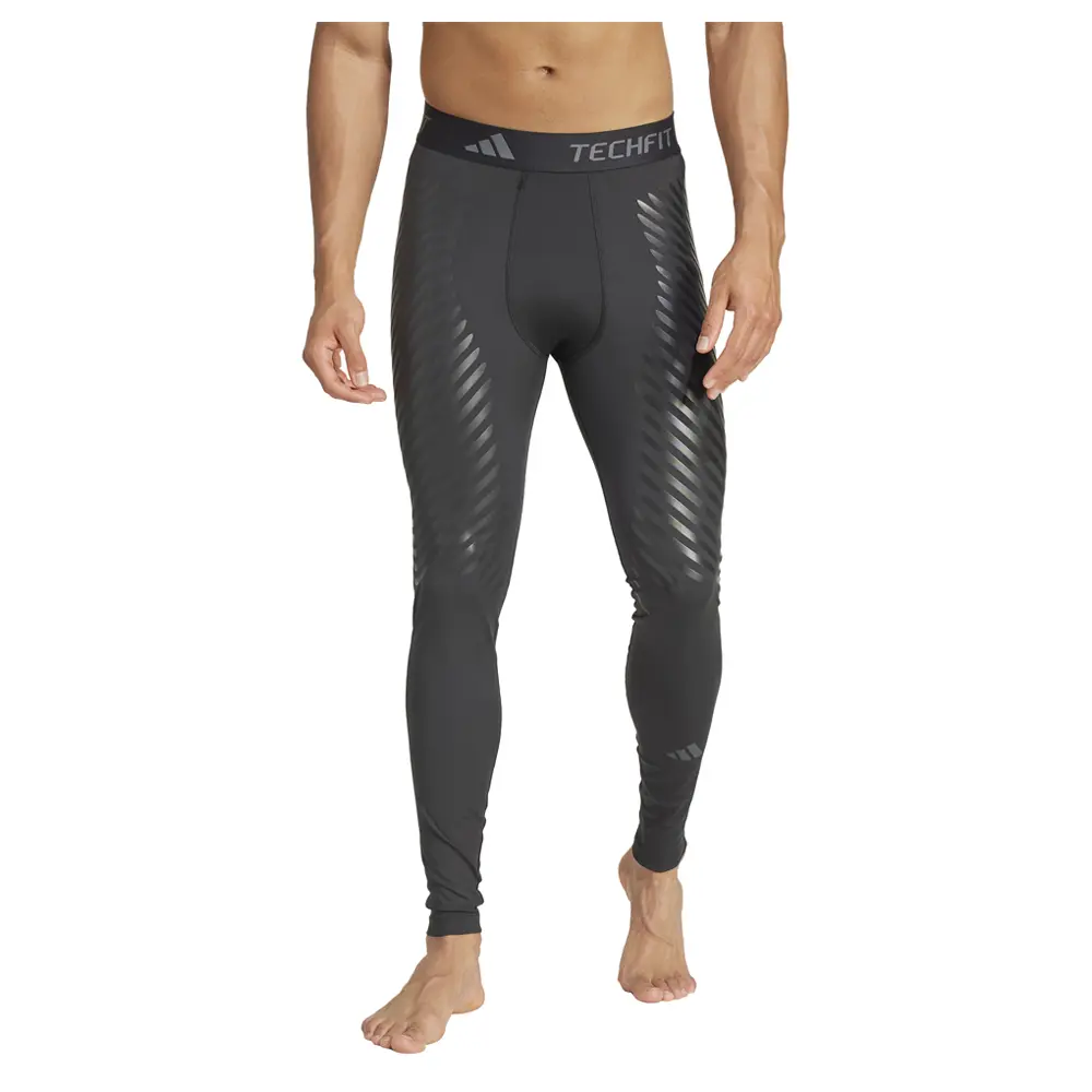 adidas Mens Techfit Control Athletic Leggings Training Casual - Black