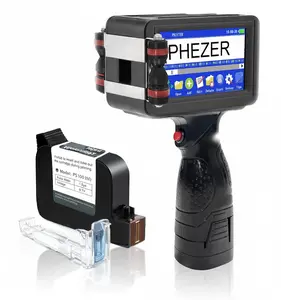 Phezer P16 Handheld Inkjet Printer Gun -Cloth Printing - Portable Date Coder with Quick-Dry Ink. 0.5 Inch/12.7mm Nozzle for QR Code, Barcode, Logo, Batch Number. Supports 25 Languages.
