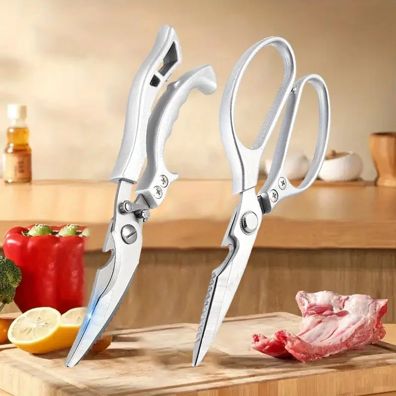 2 Pack Kitchen Scissors for Food, Heavy Duty All Purpose Kitchen Shears for Cutting Vegetable, Poultry, Meat, Herb, Stainless Steel Sharp Blade, Dishwasher Safe