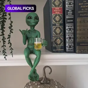 Alien Design Beer Drinking Statue, 1 Box Fun & Humorous Outer Space Decor, Alien Figurine with Beer Mug, Ideal Gift for Sci-Fi Fans, Ornaments, Decoration, Shelf #GLOBAL PICKS