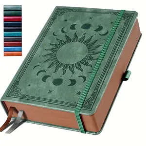 Classic Inner Page Notebook for Men and Women, 360-Page Hardcover Journal Notebook, Retro Sun and Moon Design, Premium Grey A5 (5.9 x 8.5 inches), Hardcover Notebooks