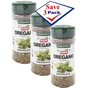 BADIA Organic Garlic-Infused Oregano Spice, 0.75 oz, Pack of 3 - Kosher All-Purpose Base Seasoning for Building Marinades, US Kitchen Cooking Essential