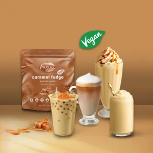 SLOJO Caramel Fudge Flavored Powder – Vegan Drink Mix for Lattes, Mochas, Frappes & Milkshakes – No Artificial Flavors or Sweeteners, Kosher, 2lb (907g), Made in USA
