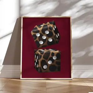 Burgundy Leopard Dice Print Trendy Girly Preppy Artwork Bedroom Dorm Room Print Print Girly Room Decor Poster Wall Art