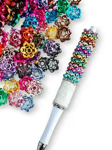 Creative Hollow Flower Bead Holder Charm, Handmade Gift, DIY Jewelry Pen Chain Keychain, Indoor Decor Car Hanging Ornament