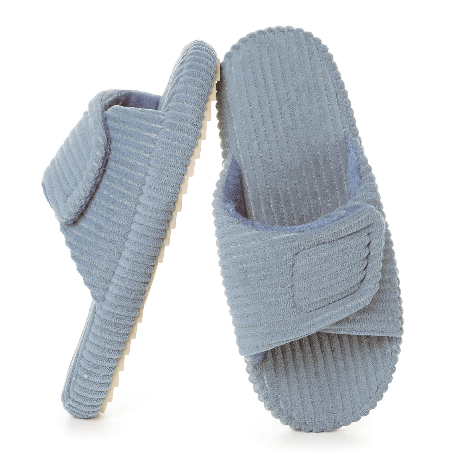 Women's Orthopedic Slippers with Arch Support Comfy Adjustable Memory Foam Open Toe House Slippers Bedroom Shoes for Plantar Fasciitis Indoor Outdoor