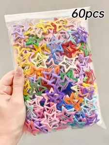 60 Pcs Star Hair Clips, Y2K Colorful Star Design, Cute, Playful and Vibrant Accessories, Perfect for Girls' Daily Use, Weekend, Birthday Parties