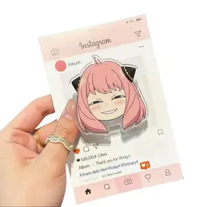 Funny Anya Meme Acrylic MagSafe Phone Grip Holder - Aesthetic Japanese Anime Magnetic Stand, Durable Adjustable Accessory for Wireless Devices, Landscape Mount