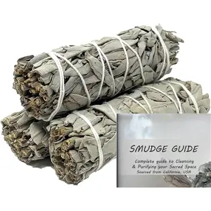 4 Inch 3 Pack Organic White Sage Smudge Smudging Sticks| Bulk Quantities for Home Cleansing, Good Energy Meditation & Smudging Rituals| Sustainably Sourced California White Sage Bundle