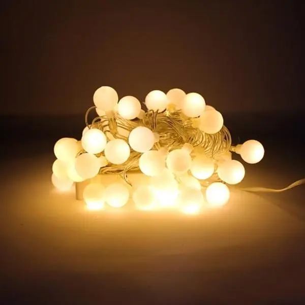 Perfect Holiday 50 LED Frosted Globe String Lights Warm White Indoor Outdoor Decorative Lighting 16FT