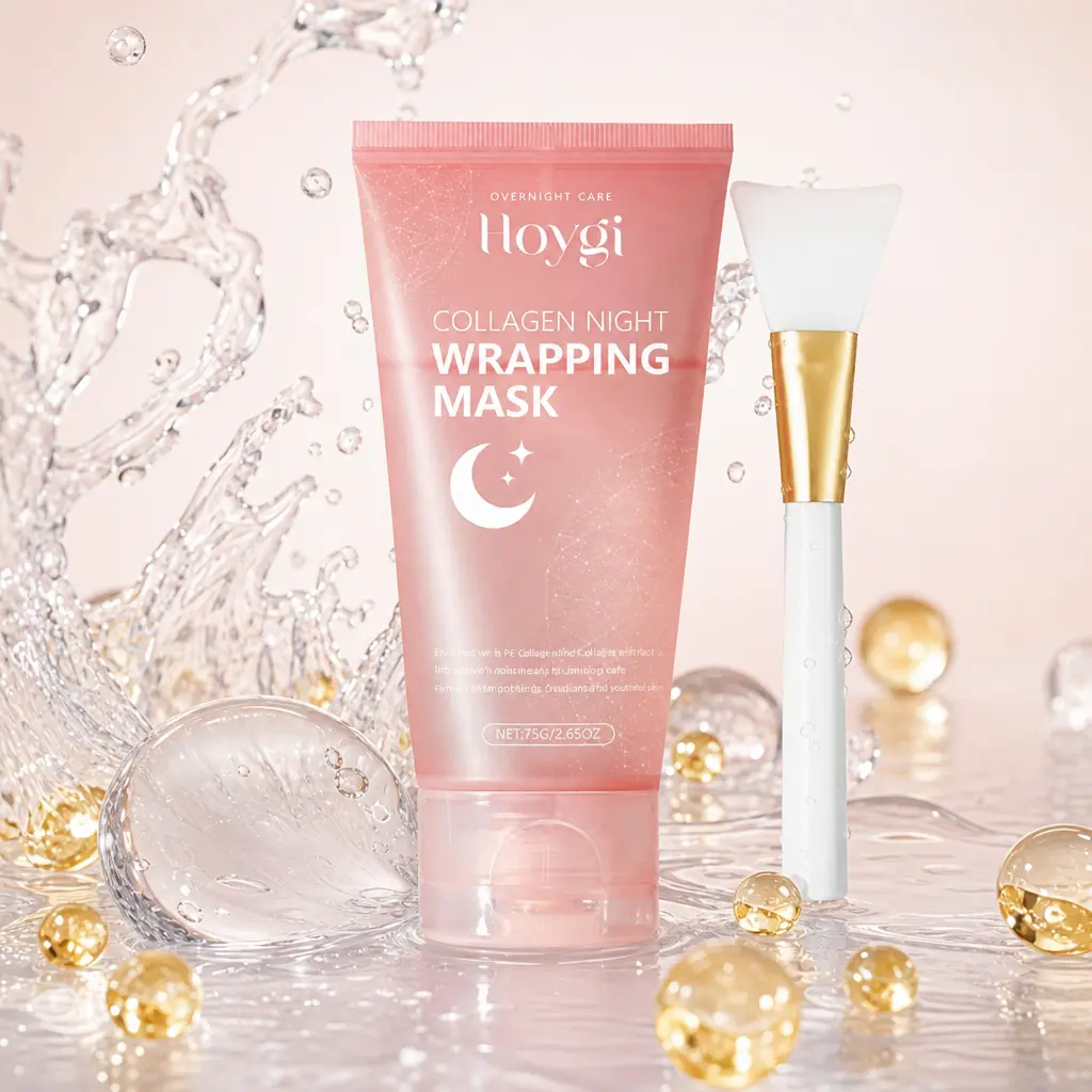Collagen Overnight Wrap Mask, Hydrating & Firming Facial Mask with Brush, Gentle on All Skin Types, Collagen Face Mask, Face Care Products, Beauty Products, MoisturizerFacial Skin Care Product for Women & Men