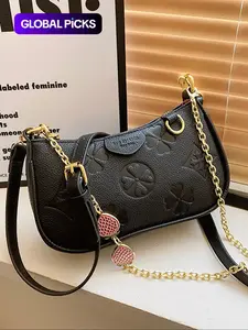 Women's Fashionable Patterned Bag, Elegant Embossed Bag, Stylish Crossbody Bags with Adjustable Strap, Casual PU Leather Zipper Shoulder Purse for Daily Use and Commuting, Trendy Versatile High-Quality Bag