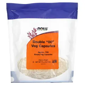 NOW Foods Double "00" Veg Capsules, Approx. 750 Empty Veg Capsules, 3.21 oz (91 g)
