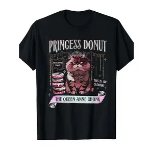 Dungeon Crawler Carl Graphic Tee For Men Retro Princess Donut Book Lovers Humorous Cotton Shirt Casual Short Sleeve Summer Spring Fall Daily Wear Playful Design