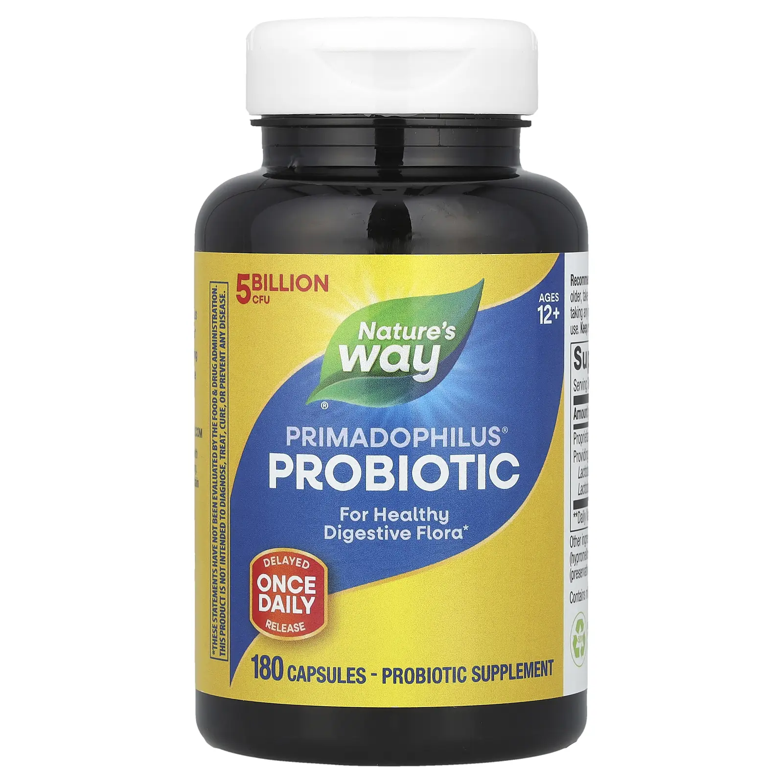 Nature's Way Primadophilus® Probiotic, Ages 12+, 5 Billion CFU, 180 Capsules