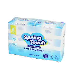 NY Local Delivery 1-2 Days!Spring Touch Ultra Soft 4-Ply Facial Tissues - 6 Packs (600 Sheets), Super Absorbent for Home & Travel, Gentle on Skin