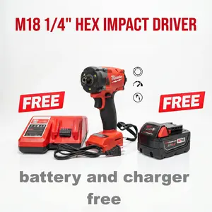 Milwaukee 1/4in Hex Impact Driver 300Nm with Free Battery Charger Kit