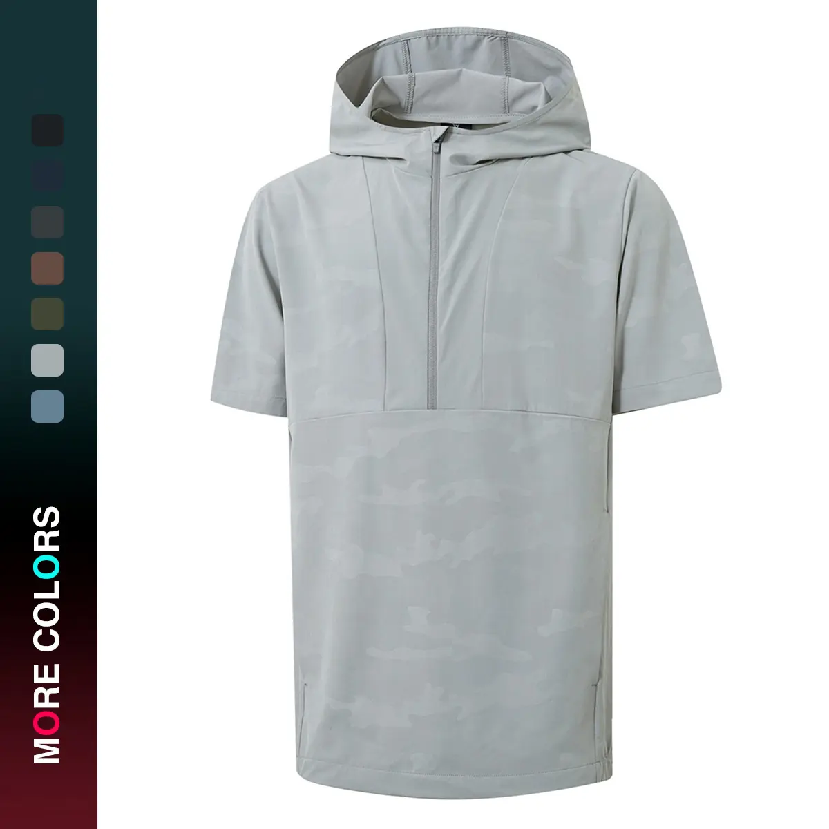 MAELREG Short Sleeve Hoodies For Men Pocket Water-Resistant Embossed Patterned Golf Lightweight Hoodie Men Sweatshirts