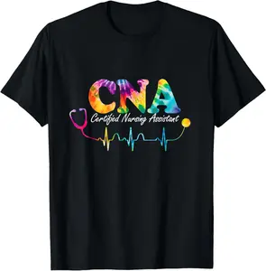 Certified Nursing Assistant Tie Dye CNA Nurse Summer Casual Shortsleeve Cotton T-Shirt