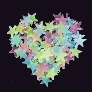 5Pcs Glow in The Dark Luminous Stars Fluorescent Reusable Plastic Wall Stickers and Murals or Ceiling Stars Fluorescent Luminous Decal Stickers for Home Décor Accents
