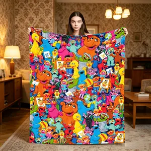 Sesame Street Cartoon Blanket Flannel Spring/Autumn Elmo Friends Breathable Warm Throw Blanket For Sofa Travel Bedspreads