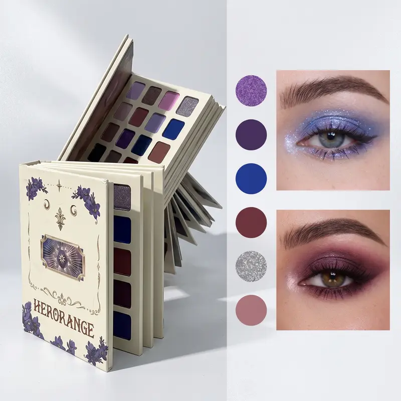 Vintage 5-Page Foldable Book Makeup Gift Set, All-In-1 Full Face Kit: Pigmented Shimmer & Matte Eyeshadow, Contour, Blush, Highlighter, Dual-Tone Lip & Cheek Cream, Portable Travel Case, Ideal Holiday Gift for Makeup Lovers, All Skin Types, Compact, Antib