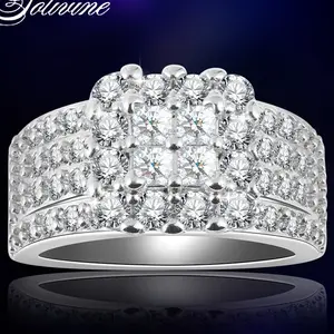 3CT Micro Pave Square Ring, 5A Cubic Zirconia Engagement Ring for Women, Cluster Christmas Gifts for Girls Wedding Ring Set